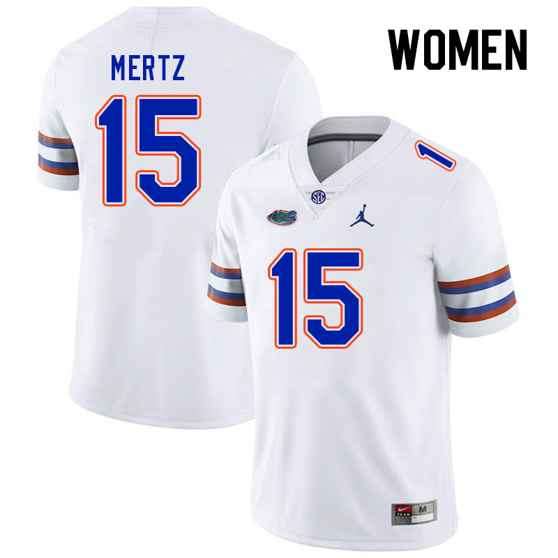 Women #15 Graham Mertz Florida Gators College Football Jerseys Stitched-White - Click Image to Close